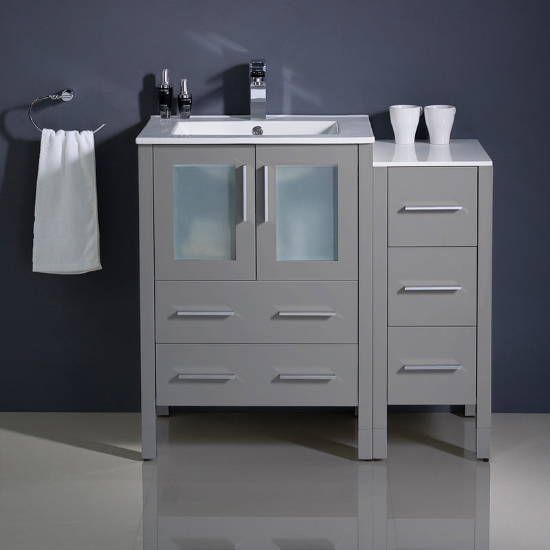 Fresca Torino 36" Gray Modern Bathroom Cabinets with Integrated Sink FCB62-2412GR-I