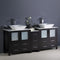 Fresca Torino 72" Espresso Modern Double Sink Bathroom Cabinets with Tops and Vessel Sinks FCB62-301230ES-CWH-V