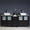 Fresca Torino 72" Espresso Modern Double Sink Bathroom Cabinets with Tops and Vessel Sinks FCB62-301230ES-CWH-V