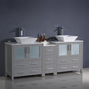 Fresca Torino 72" Gray Modern Double Sink Bathroom Cabinets with Tops and Vessel Sinks FCB62-301230GR-CWH-V