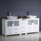 Fresca Torino 72" White Modern Double Sink Bathroom Cabinets with Tops and Vessel Sinks FCB62-301230WH-CWH-V