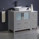 Fresca Torino 42" Gray Modern Bathroom Cabinets with Top and Vessel Sink FCB62-3012GR-CWH-V