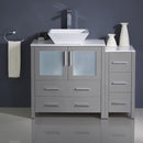 Fresca Torino 42" Gray Modern Bathroom Cabinets with Top and Vessel Sink FCB62-3012GR-CWH-V