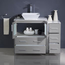 Fresca Torino 42" Gray Modern Bathroom Cabinets with Top and Vessel Sink FCB62-3012GR-CWH-V