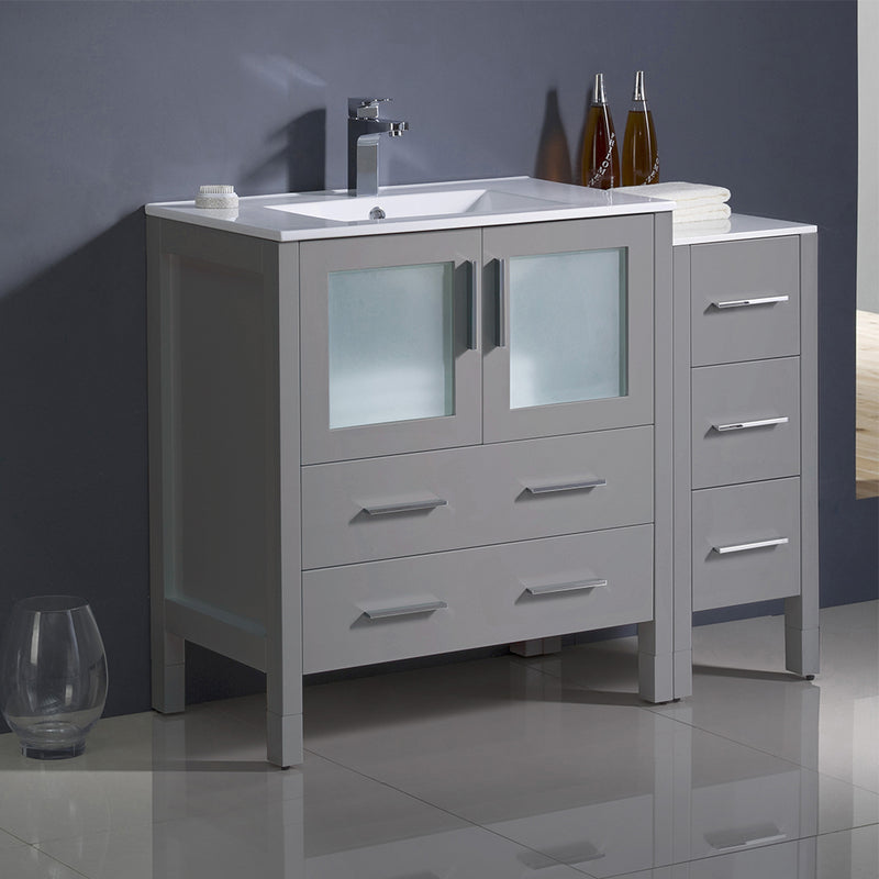 Fresca Torino 42" Gray Modern Bathroom Cabinets with Integrated Sink FCB62-3012GR-I