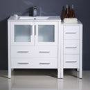 Fresca Torino 42" White Modern Bathroom Cabinets with Tops and Integrated Sink FCB62-3012WH-I