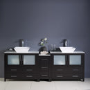 Fresca Torino 84" Espresso Modern Double Sink Bathroom Cabinets with Tops and Vessel Sinks FCB62-361236ES-CWH-V