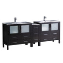 Fresca Torino 84" Espresso Modern Double Sink Bathroom Cabinets w/ Integrated Sinks FCB62-361236ES-I