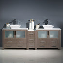 Fresca Torino 84" Gray Oak Modern Double Sink Bathroom Cabinets with Tops and Vessel Sinks FCB62-361236GO-CWH-V