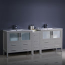 Fresca Torino 84" Gray Modern Double Sink Bathroom Cabinets with Integrated Sinks FCB62-361236GR-I