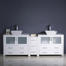 Fresca Torino 84" White Modern Double Sink Bathroom Cabinets with Tops and Vessel Sinks FCB62-361236WH-CWH-V