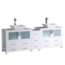 Fresca Torino 84" White Modern Double Sink Bathroom Cabinets w/ Tops & Vessel Sinks FCB62-361236WH-CWH-V