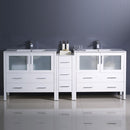 Fresca Torino 84" White Modern Double Sink Bathroom Cabinets with Integrated Sinks FCB62-361236WH-I