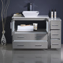 Fresca Torino 48" Gray Modern Bathroom Cabinets with Top and Vessel Sink FCB62-3612GR-CWH-V