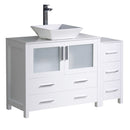 Fresca Torino 48" White Modern Bathroom Cabinets w/ Top & Vessel Sink FCB62-3612WH-CWH-V