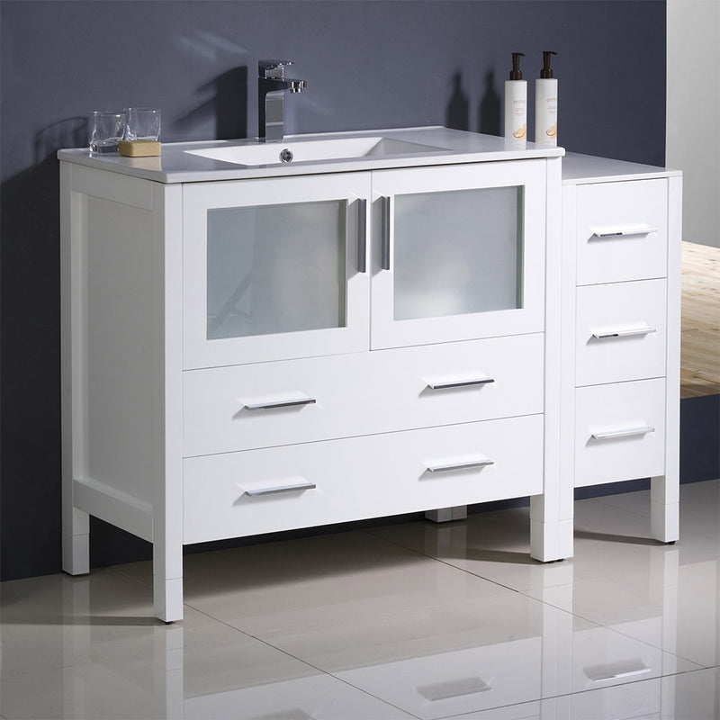 Fresca Torino 48" White Modern Bathroom Cabinets with Integrated Sink FCB62-3612WH-I