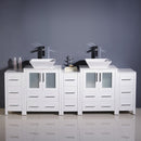 Fresca Torino 84" White Modern Double Sink Bathroom Cabinets with Tops and Vessel Sinks FCB62-72WH-CWH-V