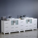 Fresca Torino 84" White Modern Double Sink Bathroom Cabinets with Integrated Sinks FCB62-72WH-I