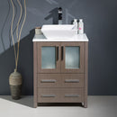 Fresca Torino 24" Gray Oak Modern Bathroom Cabinet with Top and Vessel Sink FCB6224GO-CWH-V