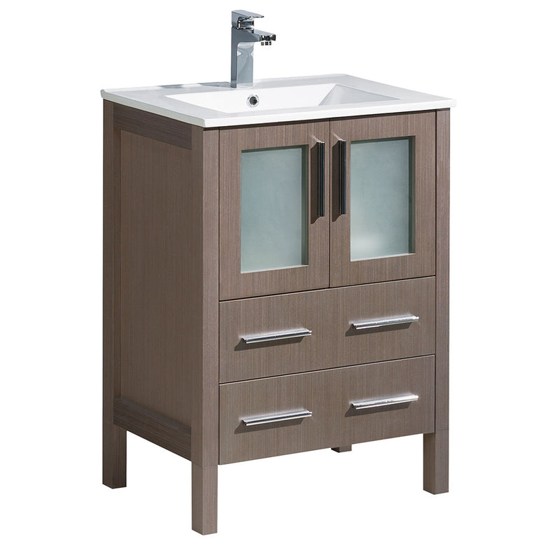 Fresca Torino 24" Gray Oak Modern Bathroom Cabinet w/ Integrated Sink FCB6224GO-I