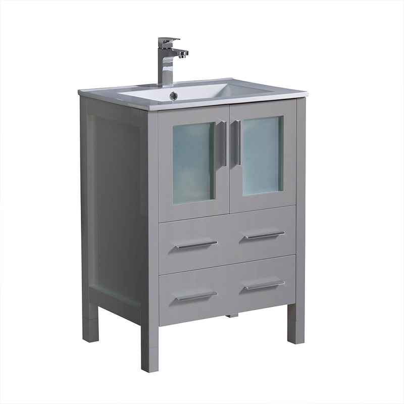 Fresca Torino 24" Gray Modern Bathroom Cabinet w/ Integrated Sink FCB6224GR-I