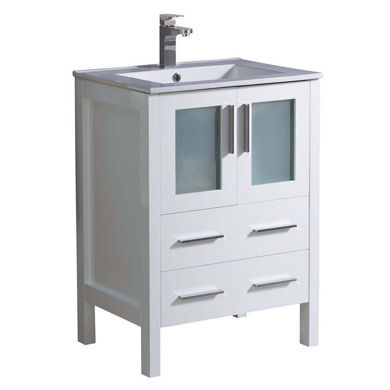 Fresca Torino 24" White Modern Bathroom Cabinet w/ Top & Integrated Sink FCB6224WH-I