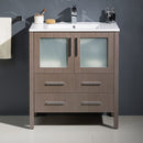 Fresca Torino 30" Gray Oak Modern Bathroom Cabinet with Integrated Sink FCB6230GO-I