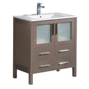 Fresca Torino 30" Gray Oak Modern Bathroom Cabinet w/ Integrated Sink FCB6230GO-I