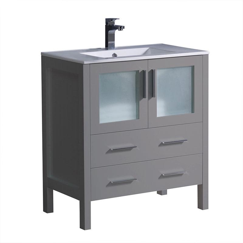 Fresca Torino 30" Gray Modern Bathroom Cabinet w/ Integrated Sink FCB6230GR-I