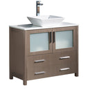 Fresca Torino 36" Gray Oak Modern Bathroom Cabinet w/ Top & Vessel Sink FCB6236GO-CWH-V