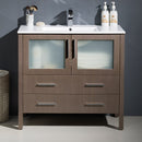 Fresca Torino 36" Gray Oak Modern Bathroom Cabinet with Integrated Sink FCB6236GO-I