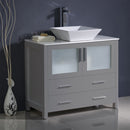 Fresca Torino 36" Gray Modern Bathroom Cabinet with Vessel Sink FCB6236GR-CWH-V