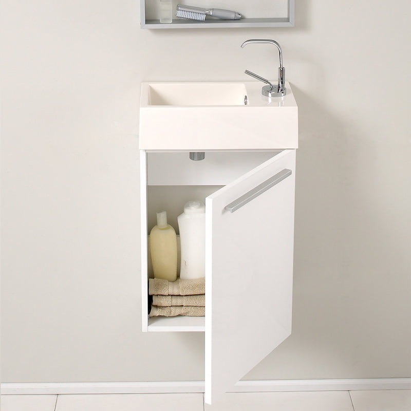 Fresca Pulito 16" Small White Modern Bathroom Vanity with Integrated Sink FCB8002WH-I