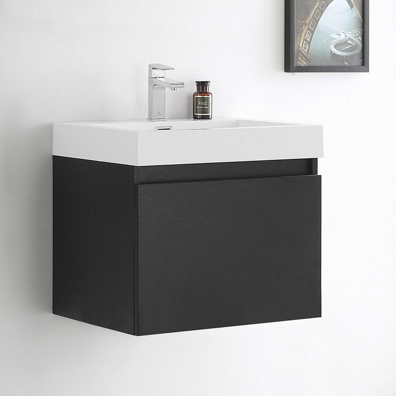 Fresca Nano 24" Black Modern Bathroom Cabinet with Integrated Sink FCB8006BW-I