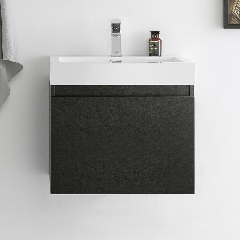 Fresca Nano 24" Black Modern Bathroom Cabinet with Integrated Sink FCB8006BW-I