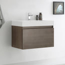 Fresca Mezzo 30" Gray Oak Wall Hung Modern Bathroom Cabinet with Integrated Sink FCB8007GO-I