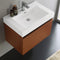 Fresca Mezzo 30" Teak Wall Hung Modern Bathroom Cabinet with Integrated Sink FCB8007TK-I