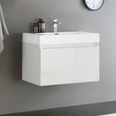 Fresca Mezzo 30" White Wall Hung Modern Bathroom Cabinet with Integrated Sink FCB8007WH-I