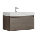 Fresca Mezzo 36" Gray Oak Wall Hung Modern Bathroom Cabinet w/ Integrated Sink FCB8008GO-I