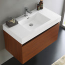 Fresca Mezzo 36" Teak Wall Hung Modern Bathroom Cabinet with Integrated Sink FCB8008TK-I