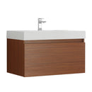 Fresca Mezzo 36" Teak Wall Hung Modern Bathroom Cabinet w/ Integrated Sink FCB8008TK-I