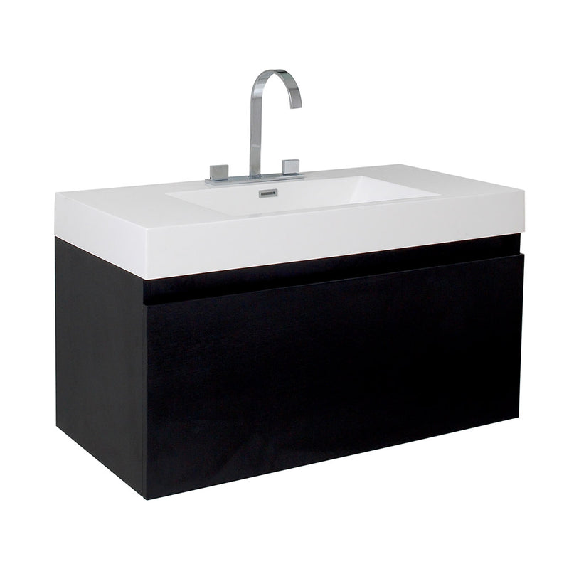 Fresca Mezzo 39" Black Modern Bathroom Cabinet w/ Integrated Sink FCB8010BW-I