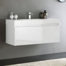 Fresca Mezzo 48" White Wall Hung Modern Bathroom Cabinet with Integrated Sink FCB8011WH-I