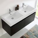 Fresca Mezzo 48" Black Wall Hung Double Sink Modern Bathroom Cabinet with Integrated Sink FCB8012BW-I