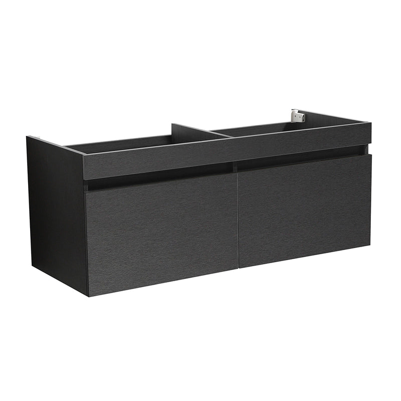 Fresca Mezzo 48" Black Wall Hung Double Sink Modern Bathroom Cabinet FCB8012BW