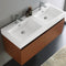 Fresca Mezzo 48" Teak Wall Hung Double Sink Modern Bathroom Cabinet with Integrated Sink FCB8012TK-I