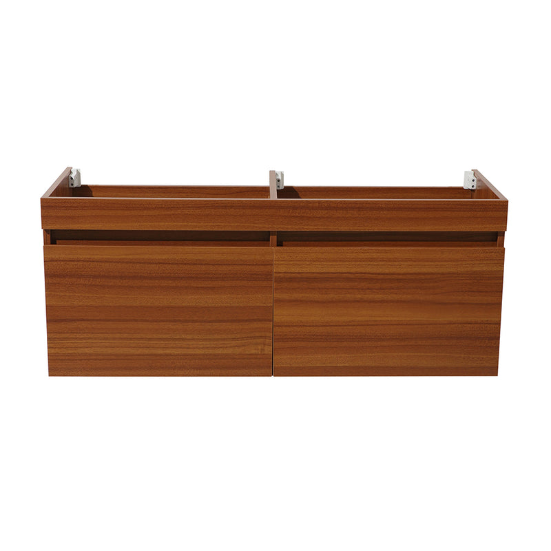 Fresca Mezzo 48" Teak Wall Hung Double Sink Modern Bathroom Cabinet FCB8012TK