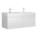 Fresca Mezzo 48" White Wall Hung Double Sink Modern Bathroom Cabinet w/ Integrated Sink FCB8012WH-I