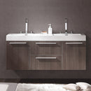 Fresca Opulento 54" Gray Oak Modern Double Sink Bathroom Cabinet with Integrated Sinks FCB8013GO-I