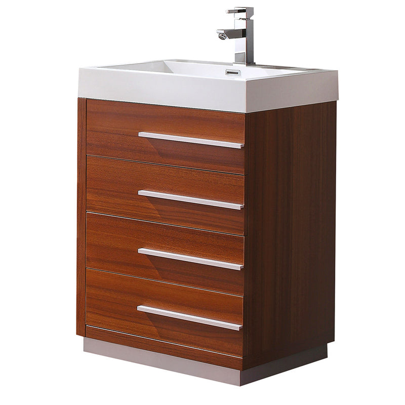 Fresca Livello 24" Teak Modern Bathroom Cabinet w/ Integrated Sink FCB8024TK-I